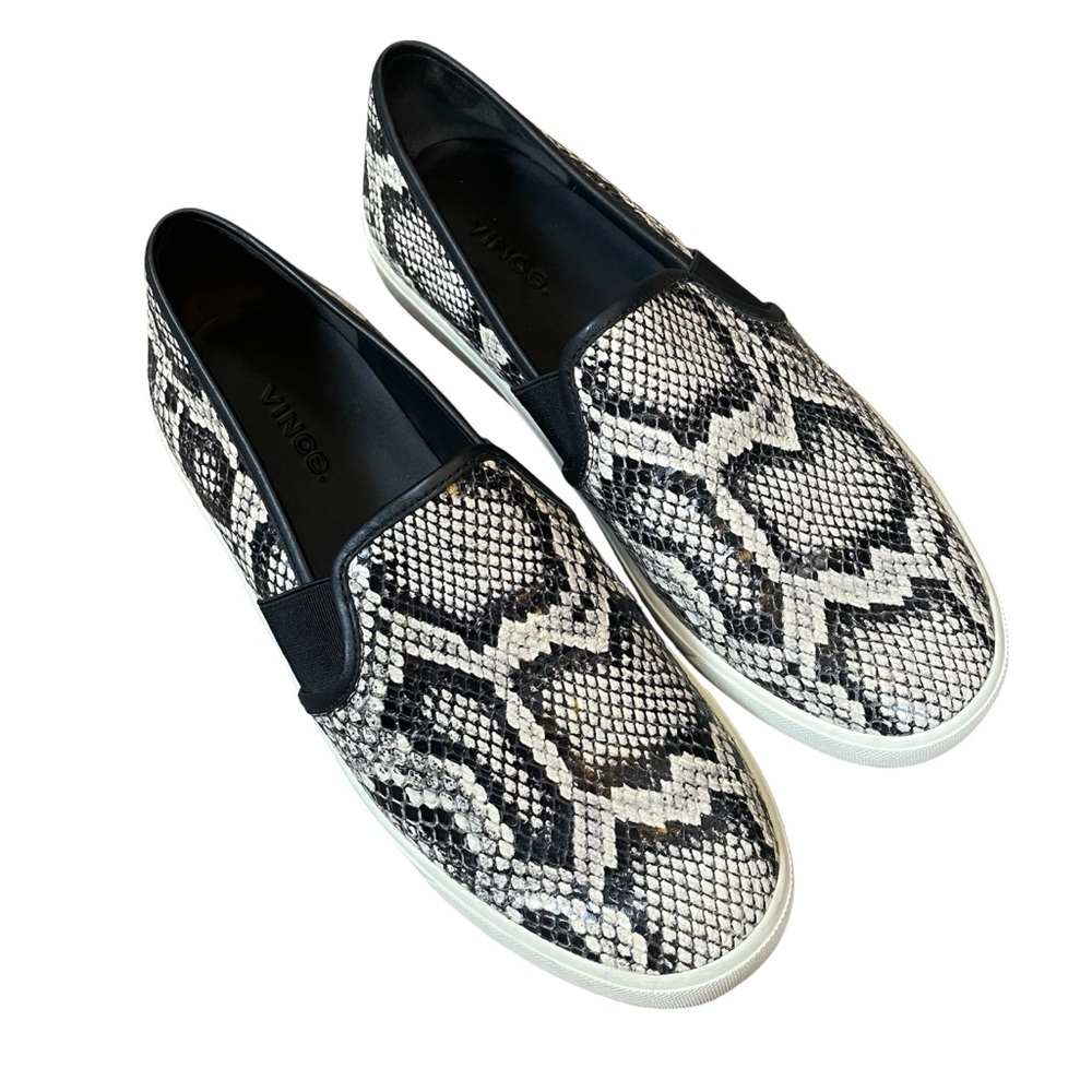 Vince Blair Black and White Snake Print Shoes slip on sneakers